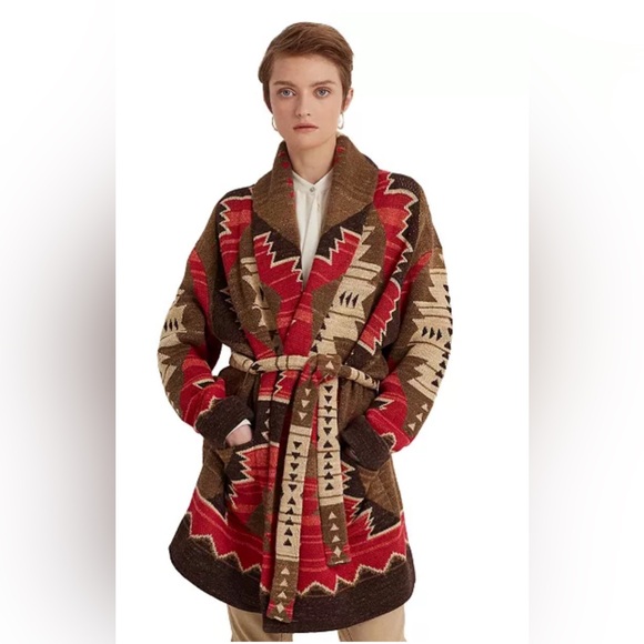 Lauren Ralph Lauren Red and Brown Patterned Cardigan - Picture 3 of 16